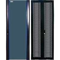 Комплект дверей 42U, 600 мм, черный, передняя - стекло, задняя - распашная перфорированная | код TWT-CBB-DR42-6x-S-GP | TWT