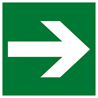 Знак эвакуационный E 02-01 Направляющая стрелка 200х200 мм, пластик с покрытием фотолюминесцентным ГОСТ Р 12.4.026-2001 EKF | код pn-e-02-01-f | EKF