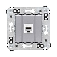 Компьютерная розетка RJ-45 без шторки в стену, кат.5е одинарная, Avanti, Закаленная сталь | код 4404663 | DKC