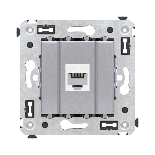 Компьютерная розетка RJ-45 без шторки в стену, кат.5е одинарная, Avanti, Закаленная сталь | код 4404663 | DKC
