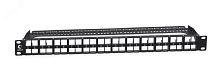 Патч-панель модульная высокой плотности 19' (1U), 48 портов, для неэкранированных модулей, с задним кабельным организатором (без модулей) | код PLBHD-48-1U | Cabeus