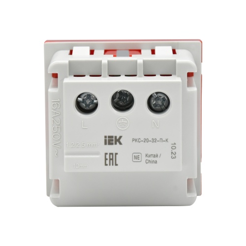 PRIMER РКС-20-30-П-К Розетка с заземляющим контактом защитной шторкой и винтовым зажимом (2 модуля) красная IEK | код PR-KK40D-RSZH-2-2-K04 | IEK фото 4