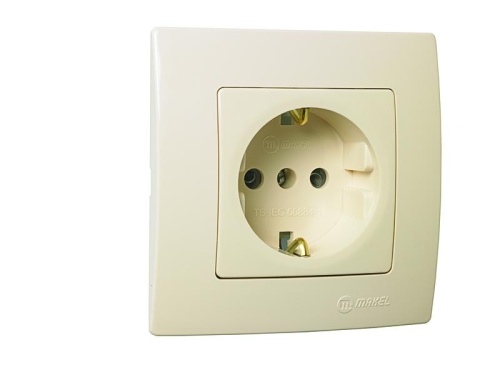 Lillium Natural Kare Розетка с/у с з/к  кремовая. 250В 16А | код 32010028 | Makel