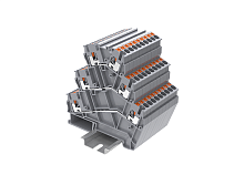 TPTS2.5-2-GY Клемма TP проходная 3-уровневая угловая, Push-in, сеч.2.5мм2, сер., шт | код TPTS2.5-2-GY | SUPU