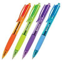 Ручка шариковая масляная автоматическая с грипом BRAUBERG Fruity RD, СИНЯЯ, корпус ассорти, узел 0,7 мм, линия письма 0,35 мм, 142700 | код 142700 | BRAUBERG