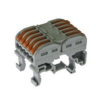 Клемма зажимная проходная безвинтовая на DIN-рейку RUICHI PCT-215, 5-ти контактная, 24 А, аналог WAGO | код 108459 | Ruichi