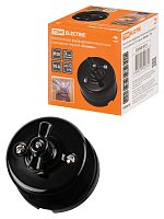 Выключатель фарфоровый поворотный проходной с ручкой (бантик) 10А черный «Болонь» TDM | код SQ1820-0211 | TDM