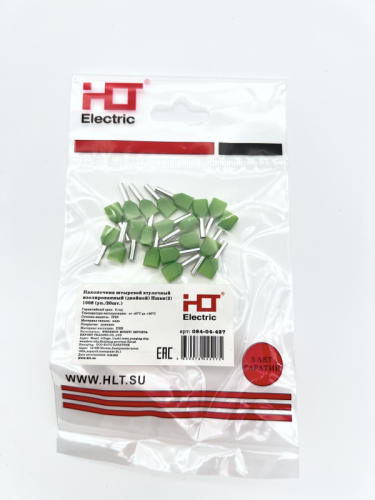 Наконечник штыревой втулочный изолированный (двойной) Ншви(2) 1008 зелёный HLT | код 084-04-427 | HLT Наконечник штыревой втулочный изолированный (двойной) Ншви(2) 1008 зелёный HLT | код 084-04-427 | HLT