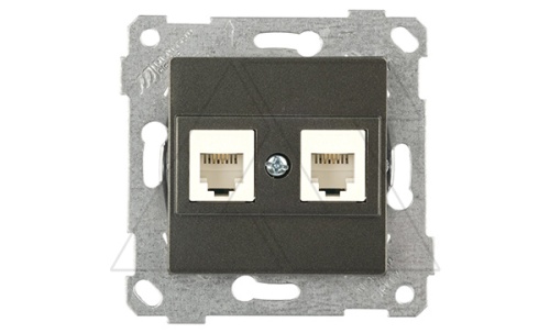 Rita - Розетка 2хRJ-45 кат. 6 UTP, дымчатый | код 2200-141-0195 | Mutlusan