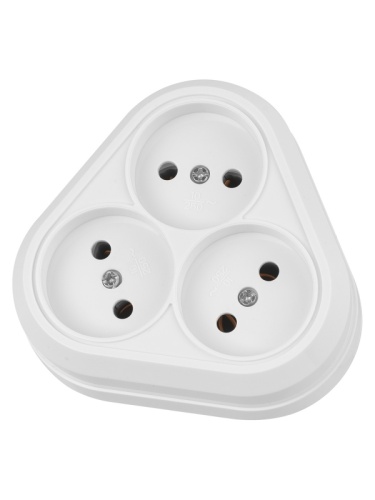 Розетка треугольная 2П открытой установки IP20 10A белая Ладога TDM | код SQ1801-0136 | TDM