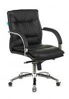 Кресло руководителя Бюрократ T-9927SL-LOW черный кожа низк.спин. крестов. металл хром | код 1360685 | БЮРОКРАТ