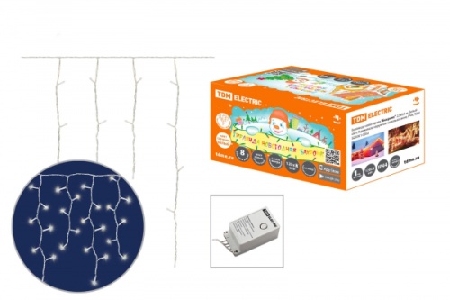 Гирлянда новогодняя Бахрома 2,5х0,6 м, белый свет, 8 режимов, наружное использование, IP44, TDM | код SQ0361-0032 | TDM Гирлянда новогодняя Бахрома 2,5х0,6 м, белый свет, 8 режимов, наружное использование, IP44, TDM | код SQ0361-0032 | TDM