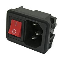 Разъём питания RUICHI AC-002 (красный), с выключателем | код 71683 | Ruichi