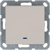 Выключатель одноклавишный проходной со светодиодом 10A 250V~ с накладкой, цвет Тауп | код G3012NT | Jasmart