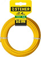 Леска для триммера витой квадрат 2.4 мм, 15 м | код 75020-2.4 | Steher