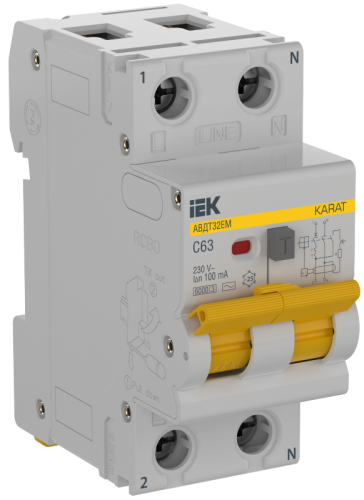 KARAT АВДТ32EM C63 100мА тип AC IEK | код KA-VD14-1-063-C-100-AC | IEK