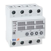 Реле напряжения OptiRel D PVC-3-63 с ЖК-дисплеем и контролем тока 3Ф 63 А | код 357871 | КЭАЗ