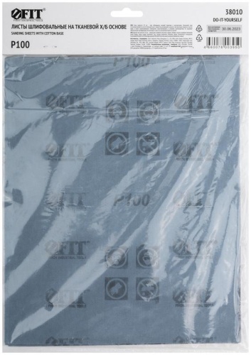 Набор листов шлифовальных на тканевой основе алюм./оксидный абразивный слой 230х280мм Р 100 (уп.10шт) FIT 38010 фото 4 Набор листов шлифовальных на тканевой основе алюм./оксидный абразивный слой 230х280мм Р 100 (уп.10шт) FIT 38010 фото 4