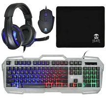 Комплект Оклик HS-HKM300G PIRATE (клавиатура, мышь, коврик для мыши, гарнитура) черный (1103554) | код 1103554 | Oklick