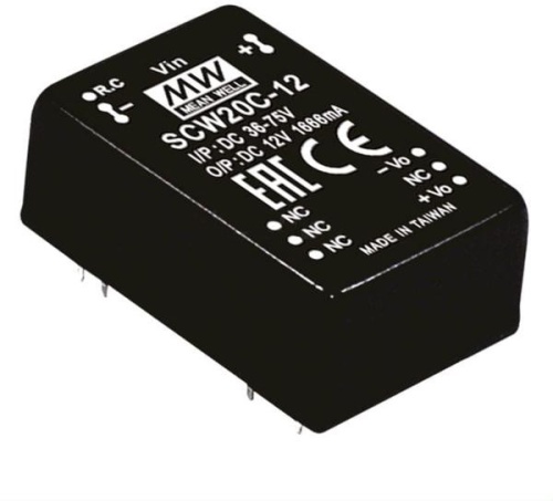 Источник питания DC-DC, 20Вт, вход 9…18В, выход 15В/1.333А, изоляция 1500В DC, дистанционное включение, DIP24 31.8х20.3х12.2мм, -40...+80С | код SCW20A-15 | MeanWell