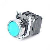 Кнопка SB4 с подсвет в сборе модуль 22мм зеленая металл 230-240ВAC 1НО+1НЗ | код SB4BW33M5 | Systeme Electric