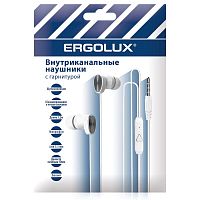 Наушники вакумные с микрофоном проводные ELX-WHP02P-C01 ПРОМО 3.5мм 1.2м пакет бел. | код 15279 | Ergolux