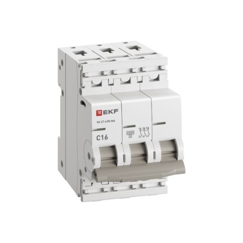 Автоматический выключатель ВА 47-63N MA 3P 16А (C) 6кА без теплового расцепителя PROXIMA EKF | код M63MA6316C | EKF фото 3