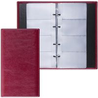 Визитница на кольцах BRAUBERG Imperial, на 240 визиток, под гладкую кожу, бордовая, 231665 | код 231665 | BRAUBERG