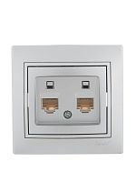 Розетка компьютерная 2-м СП Мира RJ45 метал. сер. LEZARD 701-1010-141