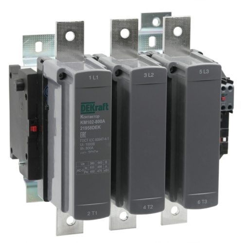 Контактор 800А 220В_АС АС3_ АС4 1НО+1НЗ КМ-102 | код 21958DEK | DEKraft Контактор 800А 220В_АС АС3_ АС4 1НО+1НЗ КМ-102 | код 21958DEK | DEKraft