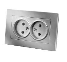 Розетка двойная 2П 10А 250В серебр. металлик Сенеж TDM | код SQ1816-0234 | TDM