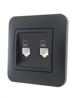 KARINA Розетка компьютерная двойная чёрный бархат (10шт/120шт) | код 707-4288-141 | Lezard