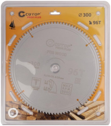 Диск пильный по дереву с тефлоновым покрытием 96Т, Profi plus, 300x2,0/3,0x32/30/25,4/20 мм | код 75-30096Т | FIT фото 2