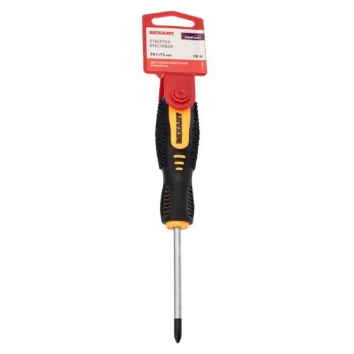 Отвертка крестовая PH1х75 мм, двухкомпонентная рукоятка | код 12-6404 | REXANT фото 5 Отвертка крестовая PH1х75 мм, двухкомпонентная рукоятка | код 12-6404 | REXANT фото 5
