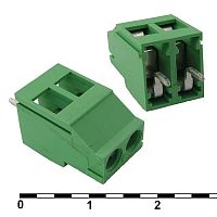 Винтовой клеммный блок RUICHI DG129-5.08-2 на 2 клеммы M3, шаг 5.08 мм, угловой 45°, 20 А, 24-12 AWG | код 81112 | Ruichi