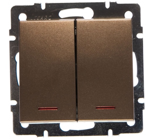 Выключатель RAIN двойной с подсветкой бронза матовая механизм | код 703-3188-112 | Lezard