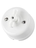 Выключатель фарфоровый поворотный перекрёстный с ручкой (бантик) 10А белый «Болонь» TDM | код SQ1820-0012 | TDM