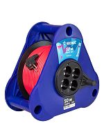 Удлинитель (катушка-треуг) 16А 3500Вт 4 гн ПВС 2x2,5 (50м) УКП | код YKTKsm50m-4g(2.5) | КОСМОС