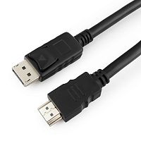 Кабель DisplayPort->HDMI Cablexpert CC-DP-HDMI-5M, 5м, 20M/19M, черный, экран, пакет | код CC-DP-HDMI-5M | Cablexpert