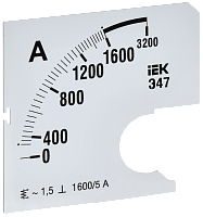 Шкала смен. для амперметра Э47 1600/5А-1,5 72х72мм IEK | код IPA10D-SC-1600 | IEK