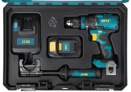 Дрель Шуруповерт Акк. Бесщеточная, 20,0 В, 0-500/2000 об/мин, 100 Нм, Li-Ion 4,0 Ач, 2 ч. рез. накл. кейс | код 79904 | FIT фото 10