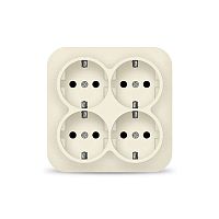 Розетка 4-м ОП 16А IP20 с заземл. сл. кость квадрат IONICH 1454