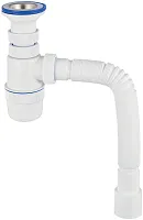 Сифон ЭЛИТ для моек и раковин 1'1/2 x 40/50 мм с нержавеющей чашкой 70 мм, гофротрубой L800 мм и с отводом для стиральной или посудомоечной машины | код 30986143 | VIRPlast