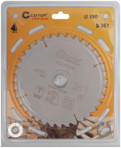 Диск пильный по дереву с тефлоновым покрытием 36Т, Profi plus, 190x1,5/2,2x30/25,4/20/16 мм | код 75-19036Т | FIT фото 2 Диск пильный по дереву с тефлоновым покрытием 36Т, Profi plus, 190x1,5/2,2x30/25,4/20/16 мм | код 75-19036Т | FIT фото 2