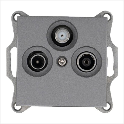 Розетка телевизионная оконечная TV + FM + SAT 3-м Ф9.5мм механизм алюм. Jasmart G6206S