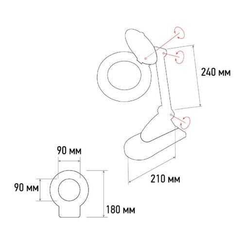 Лупа настольная малая 3Х +доп.12Х с подсветкой бел. REXANT 31-0242 фото 5