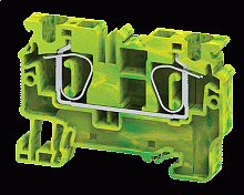 Клемма защитного проводника CXG6 /8x62,1mm, пружинная, 2 присоед., 6mm2, желто-зеленая | код CXG6 | Connectwell