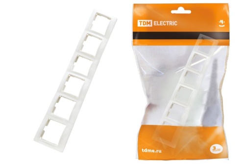 Рамка 6 постовая горизонтальная белая Таймыр TDM | код SQ1814-0035 | TDM