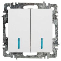 Выключатель 2-кл. СП Accent 6-105-01 10А IP20 250В с подсветкой AL/CU бел. Intro Б0063505