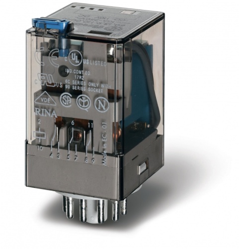 Универсальное электромеханическое реле, монтаж в розетку 11-штырьковый разъем, 3CO 10A, контакты AgNi, токовая катушка AC 4.5A, степень защиты RTI, опции: кнопка тест + мех.индикатор | код 601344510040 | FINDER Универсальное электромеханическое реле, монтаж в розетку 11-штырьковый разъем, 3CO 10A, контакты AgNi, токовая катушка AC 4.5A, степень защиты RTI, опции: кнопка тест + мех.индикатор | код 601344510040 | FINDER